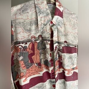 vintage print button up